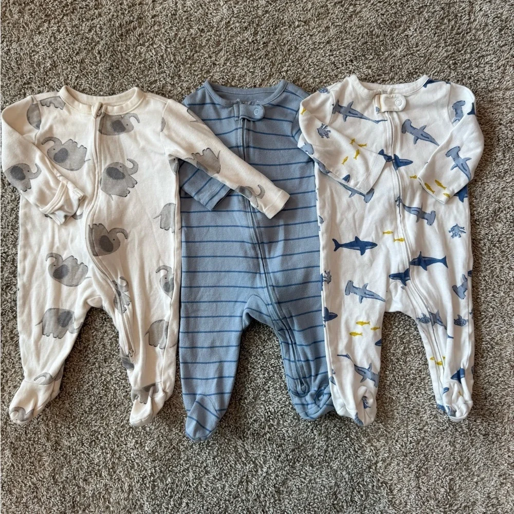 Carter's Kids Footies Baby Footed Zip Pajama Bundle  Size 3-6 months